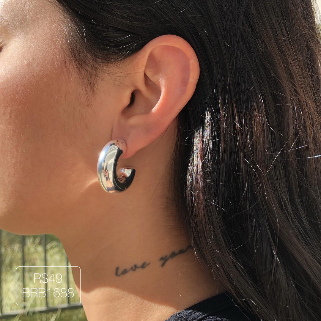 Argola Tubo Gordinho M Lisa Prateada